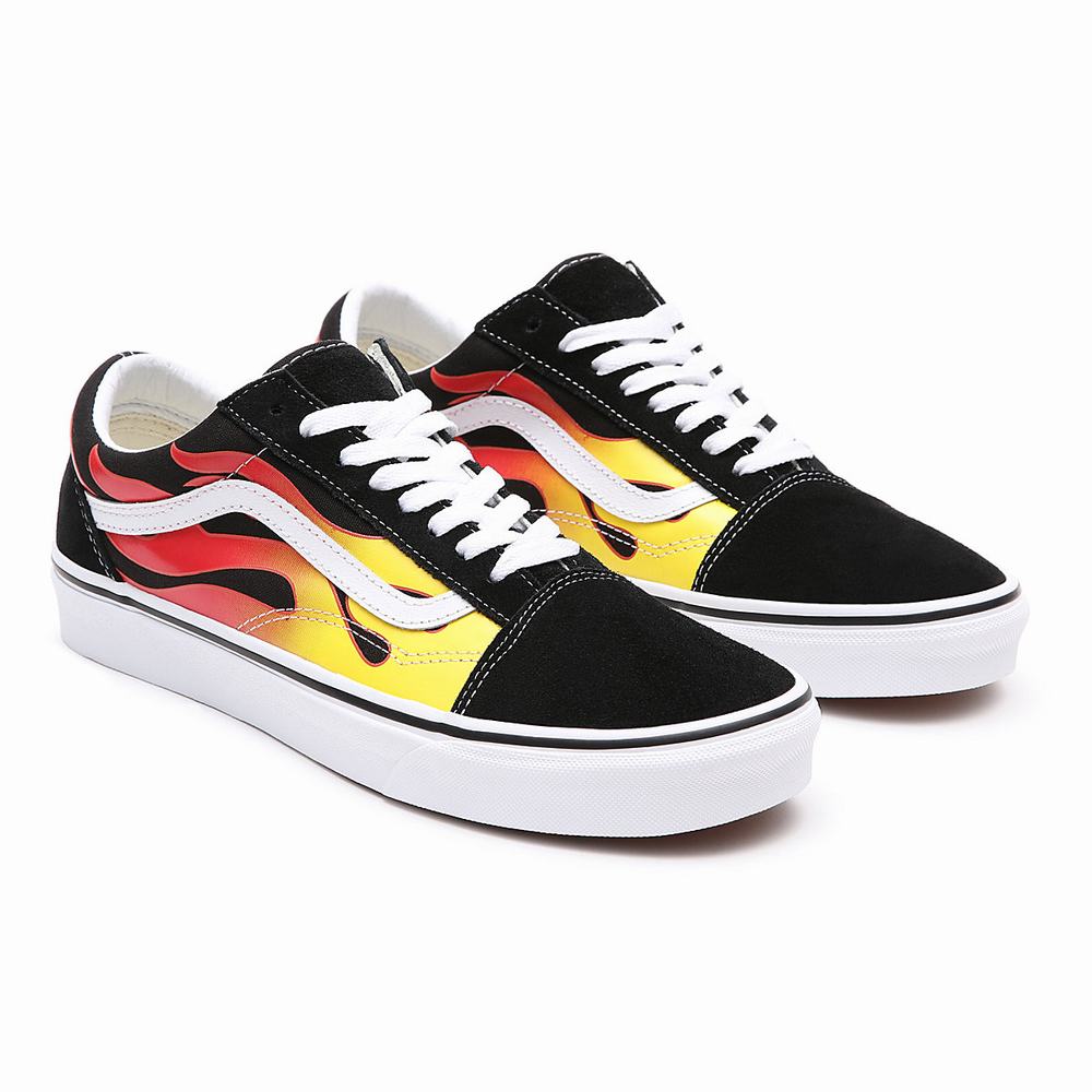 Men\'s Vans Flame Old Skool Sneakers Black | USA54389