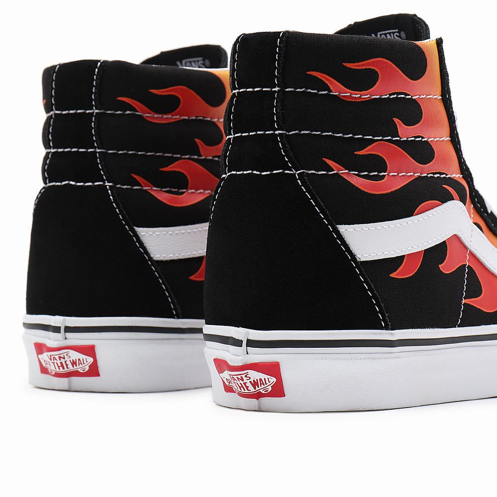 Men's Vans Flame Sk8-Hi Reissue Sneakers Black | USA25086