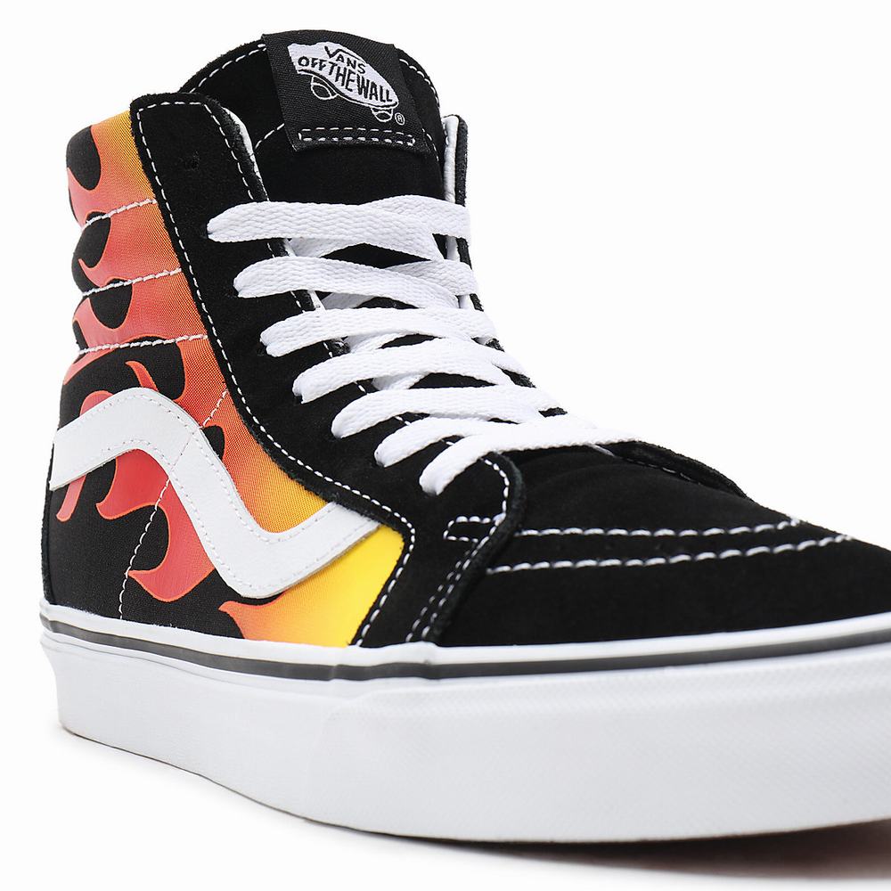 Men's Vans Flame Sk8-Hi Reissue Sneakers Black | USA25086