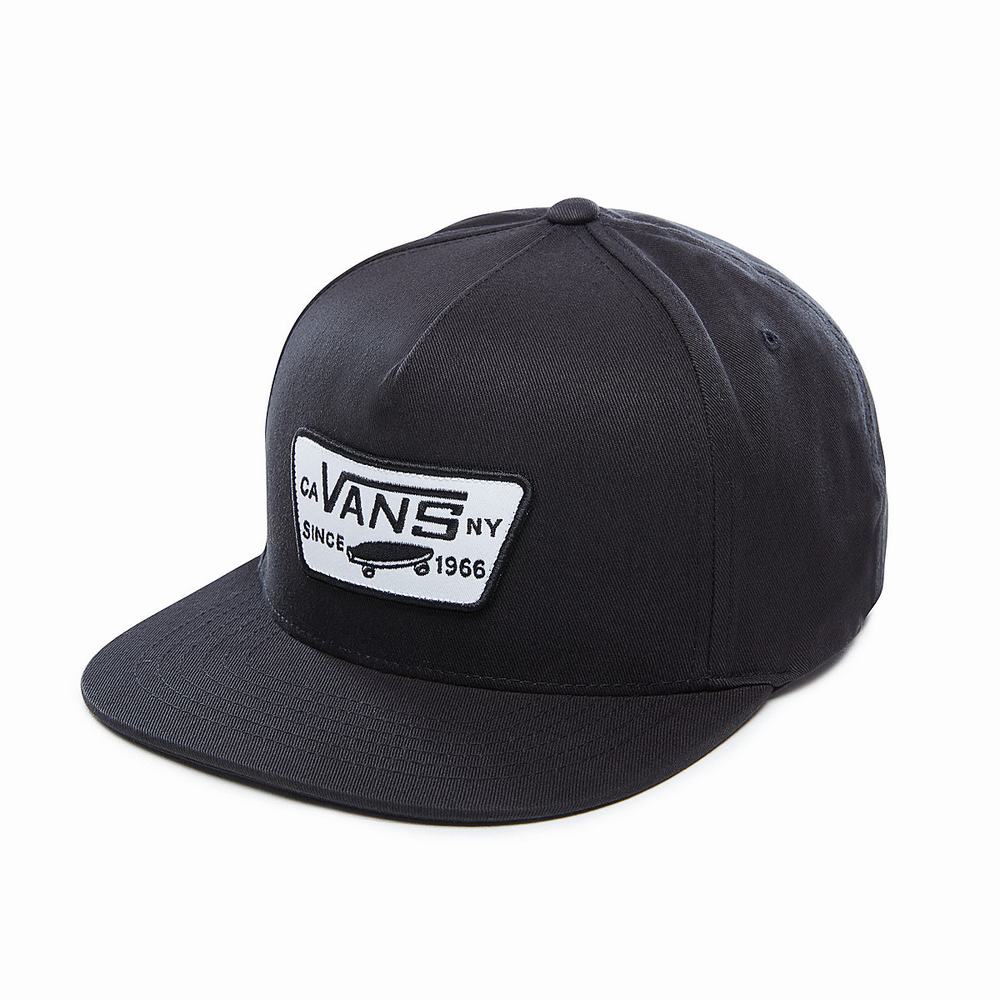 Men's Vans Full Patch Snapback Hats Black | USA20768