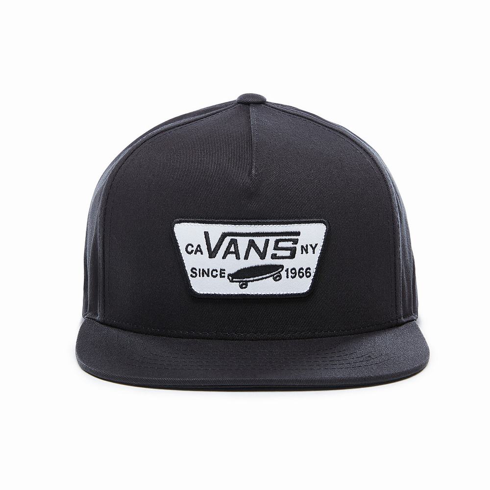 Men\'s Vans Full Patch Snapback Hats Black | USA20768