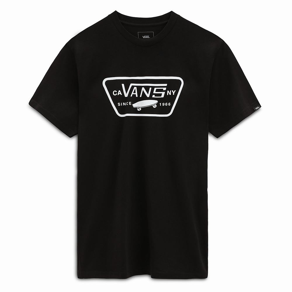 Men's Vans Full Patch T Shirts Black / White | USA32907