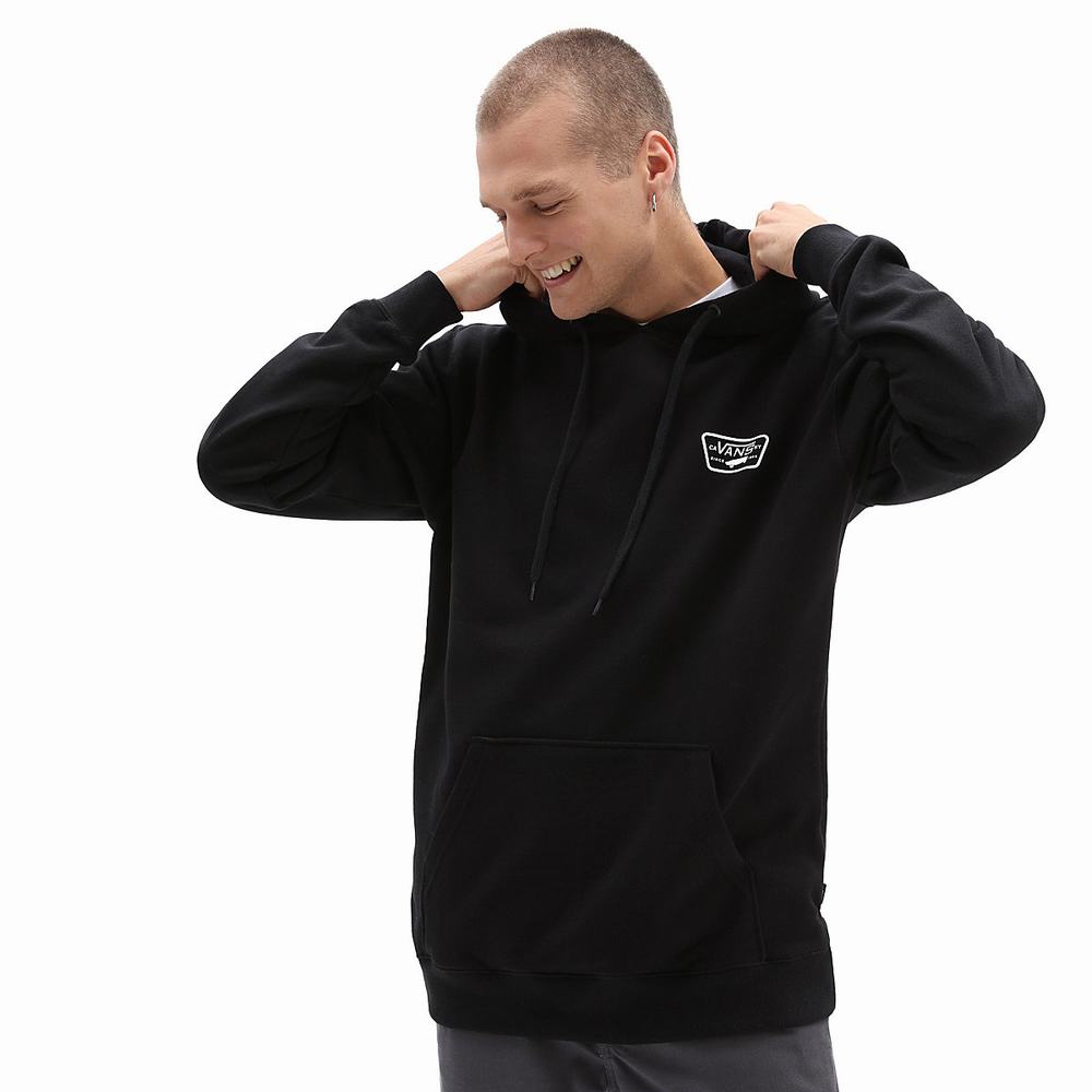 Men's Vans Full Patched Hoodie Black | USA19084