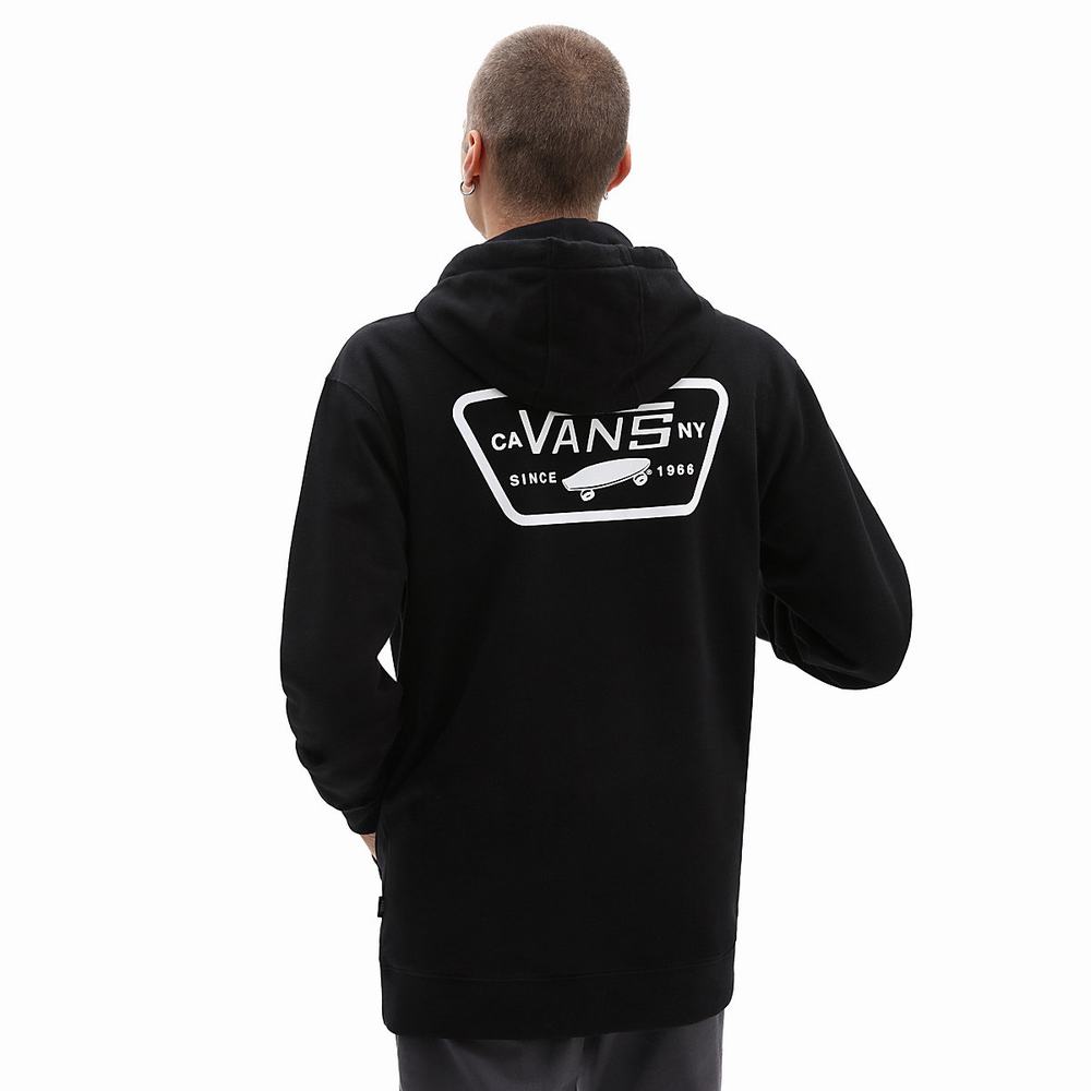 Men\'s Vans Full Patched Hoodie Black | USA19084