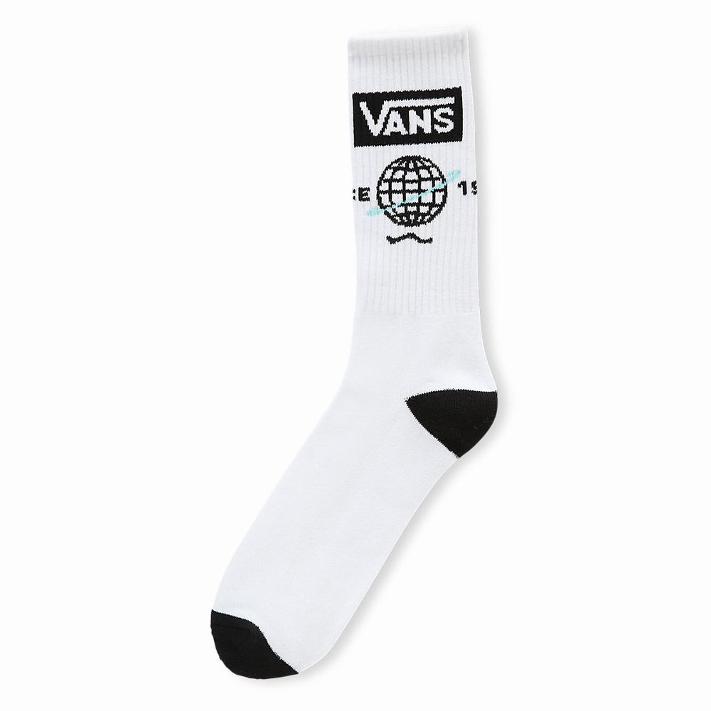 Men\'s Vans Fumed Glass Crew (1 Pair) Socks White | USA95640