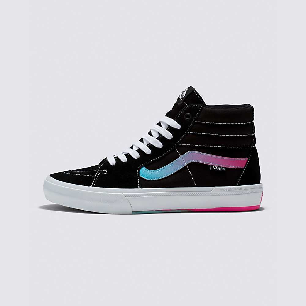 Men\'s Vans Gradient BMX Sk8-Hi High Top Shoes Black / White | USA92783