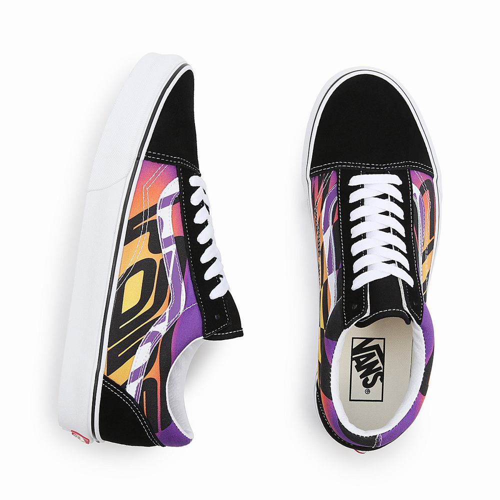 Men's Vans Graphic Check Old Skool Sneakers Black / Multicolor | USA31054