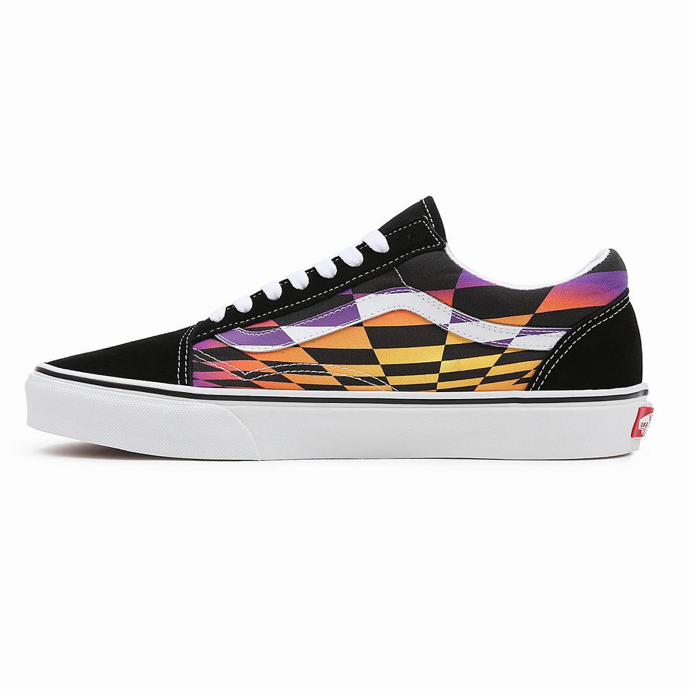 Men's Vans Graphic Check Old Skool Sneakers Black / Multicolor | USA31054