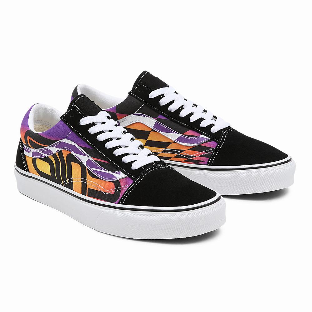 Men\'s Vans Graphic Check Old Skool Sneakers Black / Multicolor | USA31054