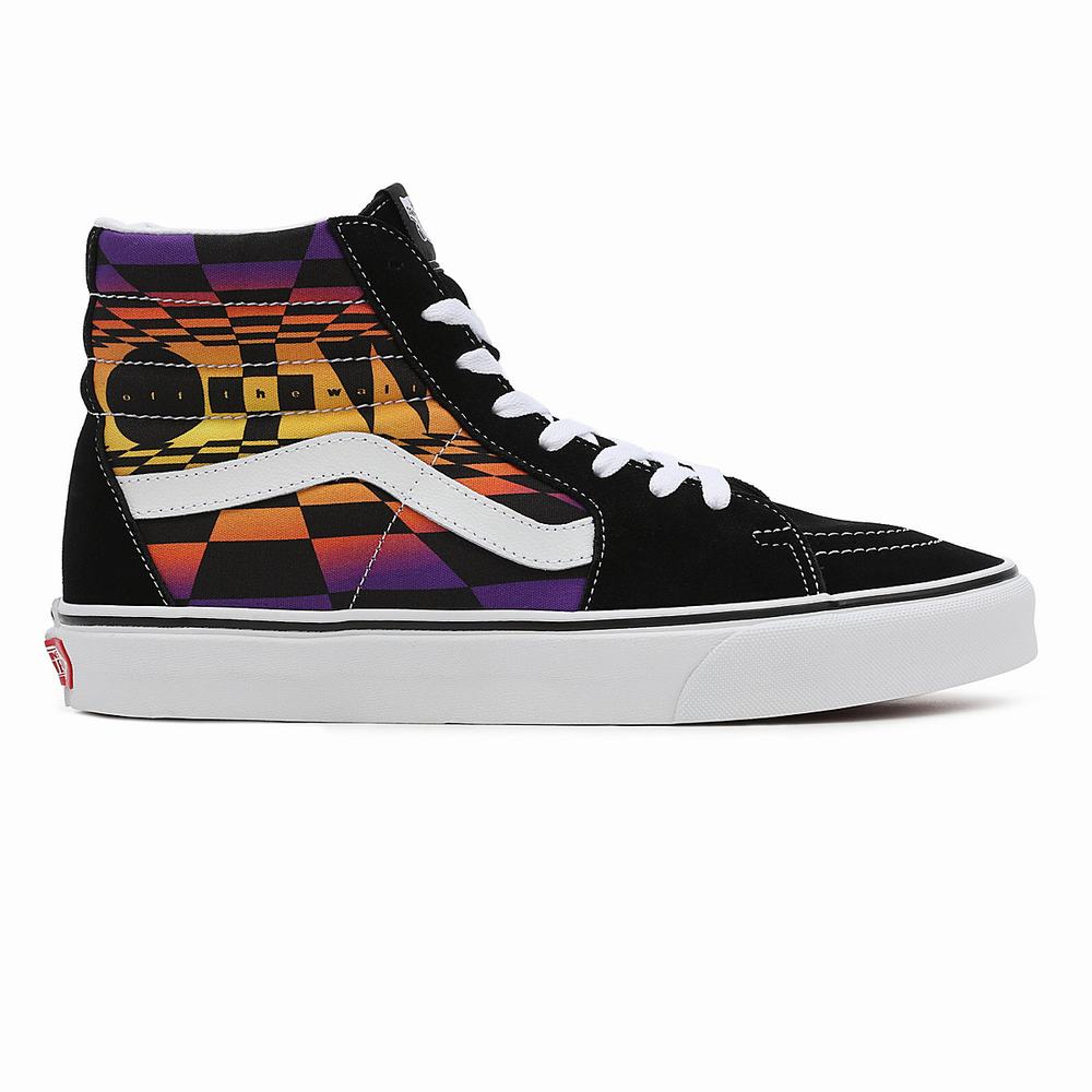 Men's Vans Graphic Check SK8-Hi Sneakers Black / Multicolor | USA49308