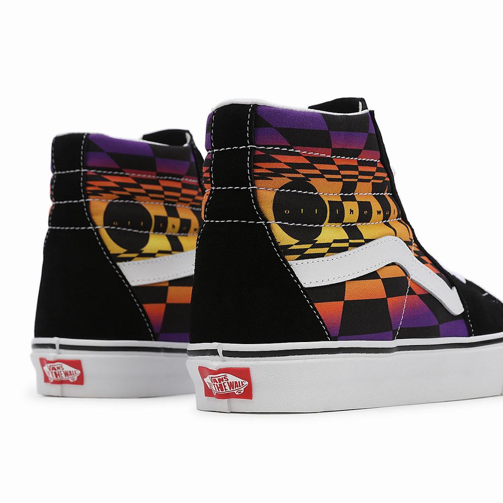 Men's Vans Graphic Check SK8-Hi Sneakers Black / Multicolor | USA49308