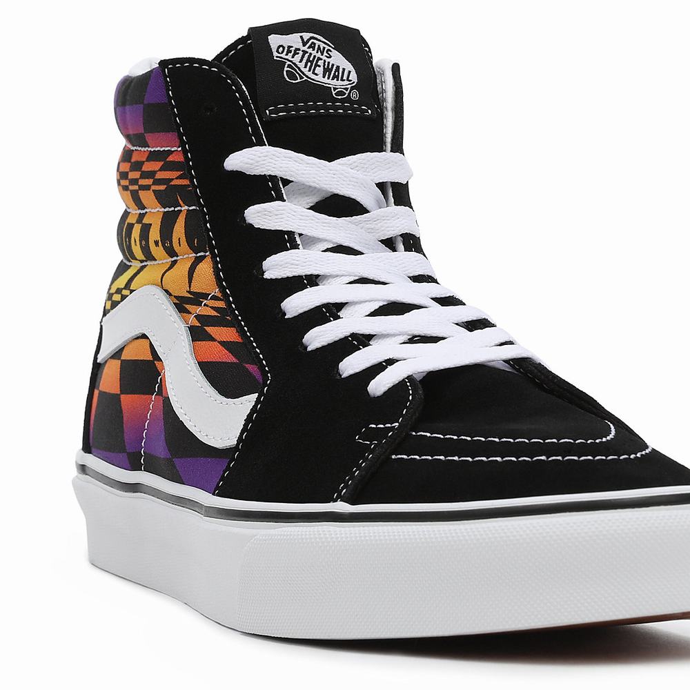 Men's Vans Graphic Check SK8-Hi Sneakers Black / Multicolor | USA49308