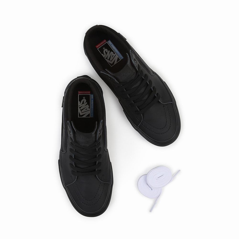 Men's Vans Grosso Mid Skate Shoes Black | USA02745