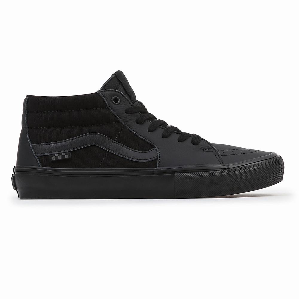 Men's Vans Grosso Mid Skate Shoes Black | USA02745