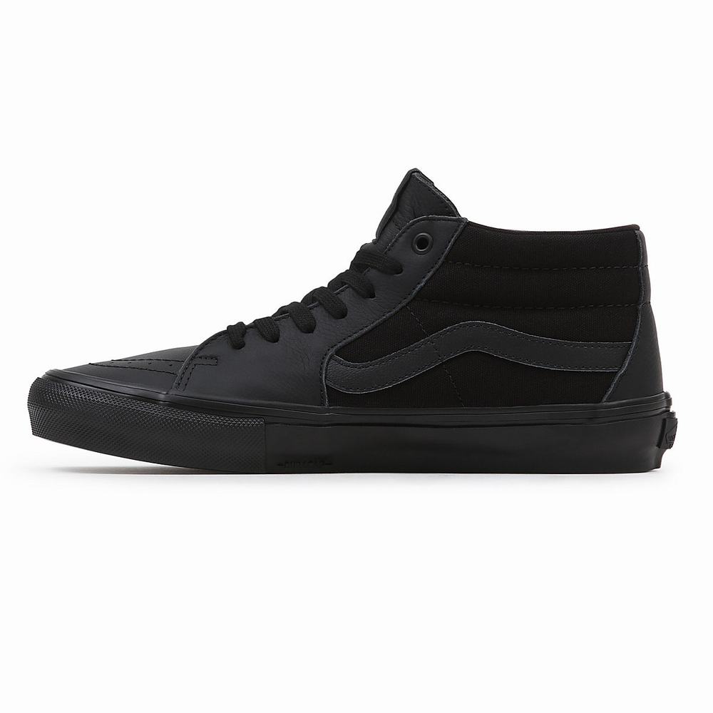 Men's Vans Grosso Mid Skate Shoes Black | USA02745