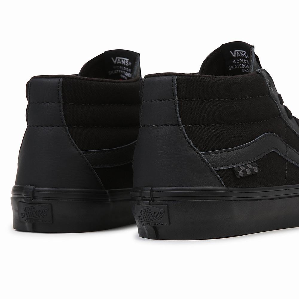 Men's Vans Grosso Mid Skate Shoes Black | USA02745