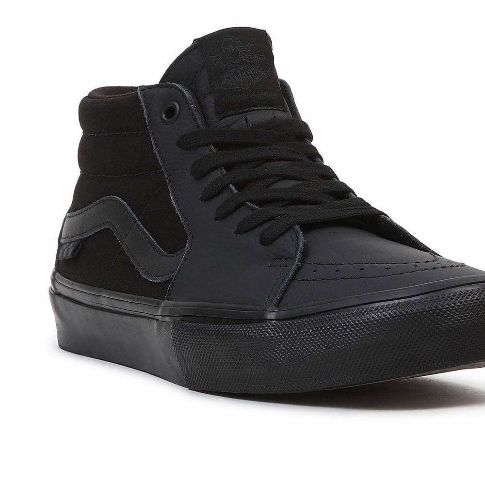 Men's Vans Grosso Mid Skate Shoes Black | USA02745