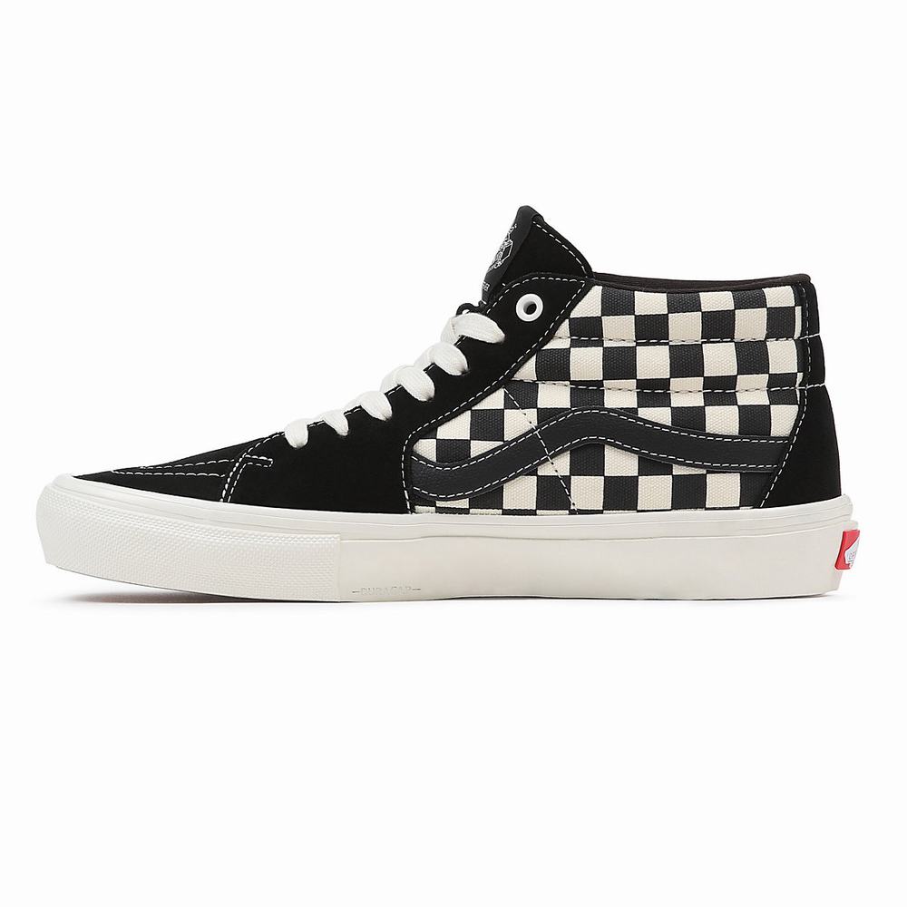 Men's Vans Grosso Mid Skate Shoes Black / White | USA45627