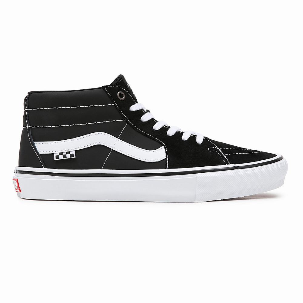 Men's Vans Grosso Mid Skate Shoes Black | USA84756