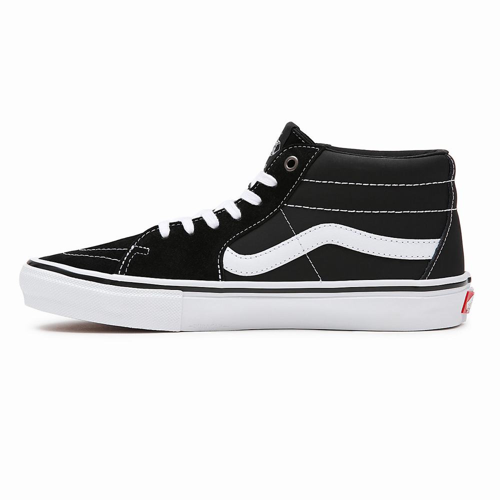 Men's Vans Grosso Mid Skate Shoes Black | USA84756