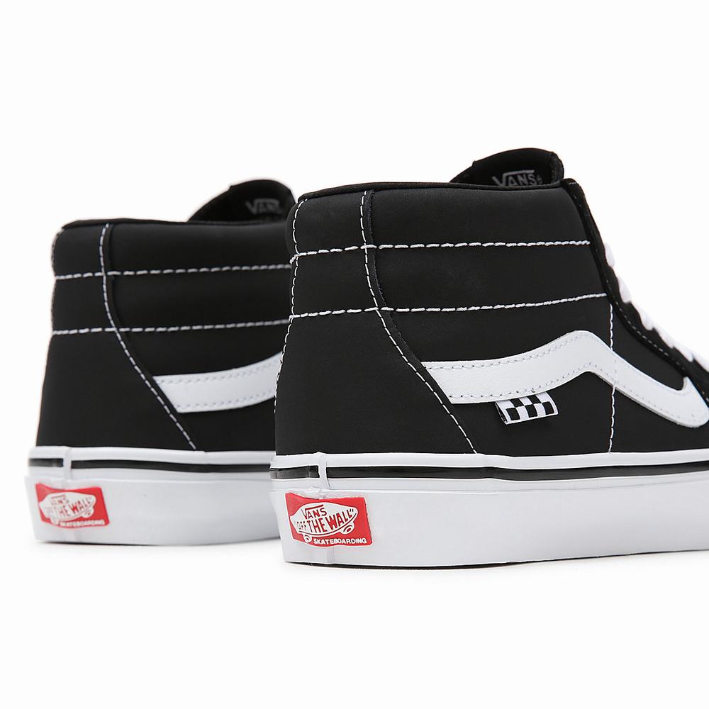 Men's Vans Grosso Mid Skate Shoes Black | USA84756