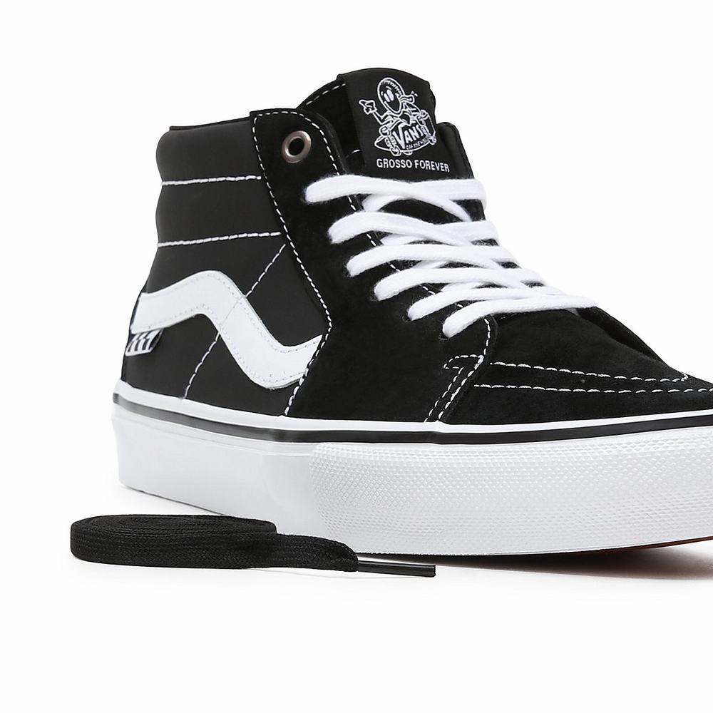 Men's Vans Grosso Mid Skate Shoes Black | USA84756