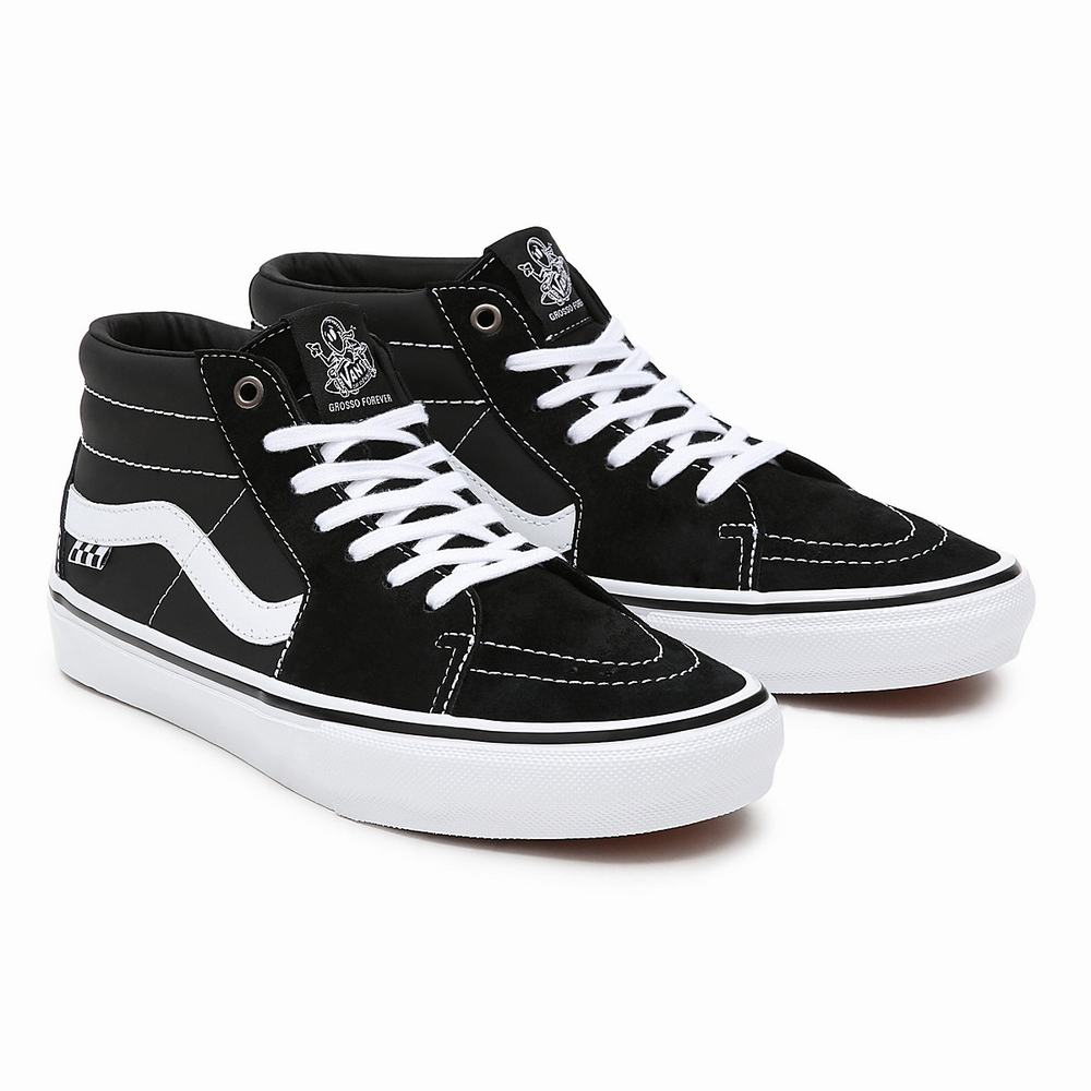 Men\'s Vans Grosso Mid Skate Shoes Black | USA84756