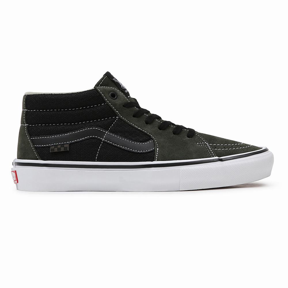 Men's Vans Grosso Mid Skate Shoes Green | USA08657