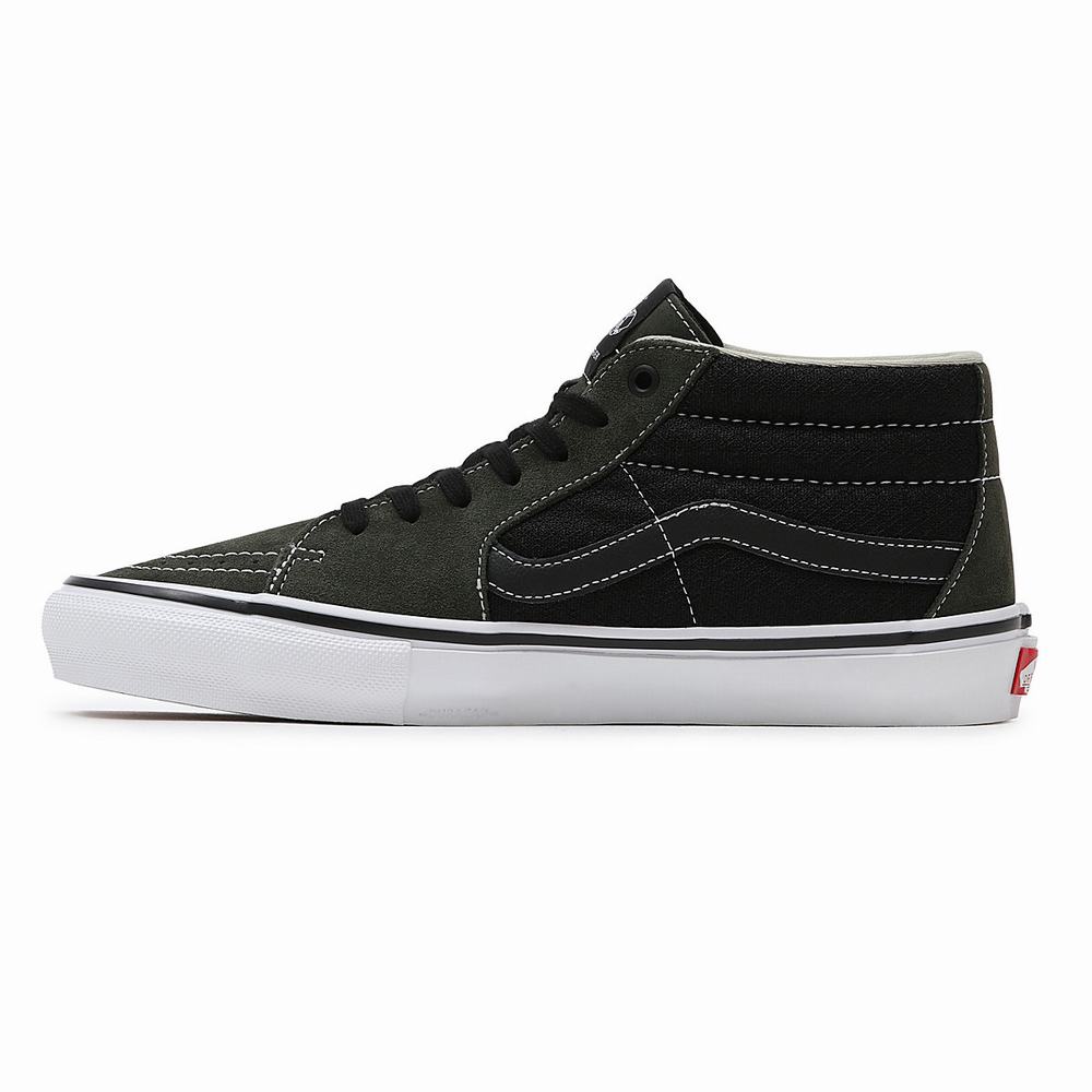 Men's Vans Grosso Mid Skate Shoes Green | USA08657