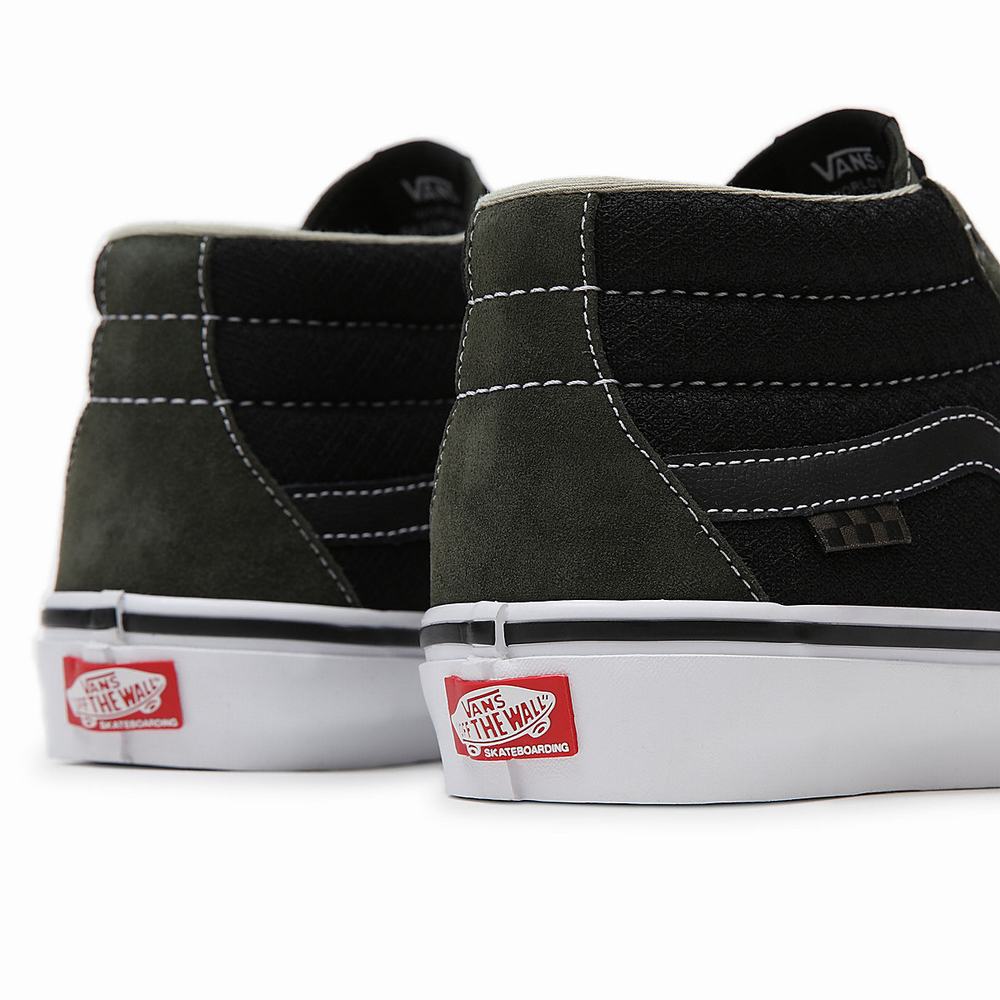 Men's Vans Grosso Mid Skate Shoes Green | USA08657