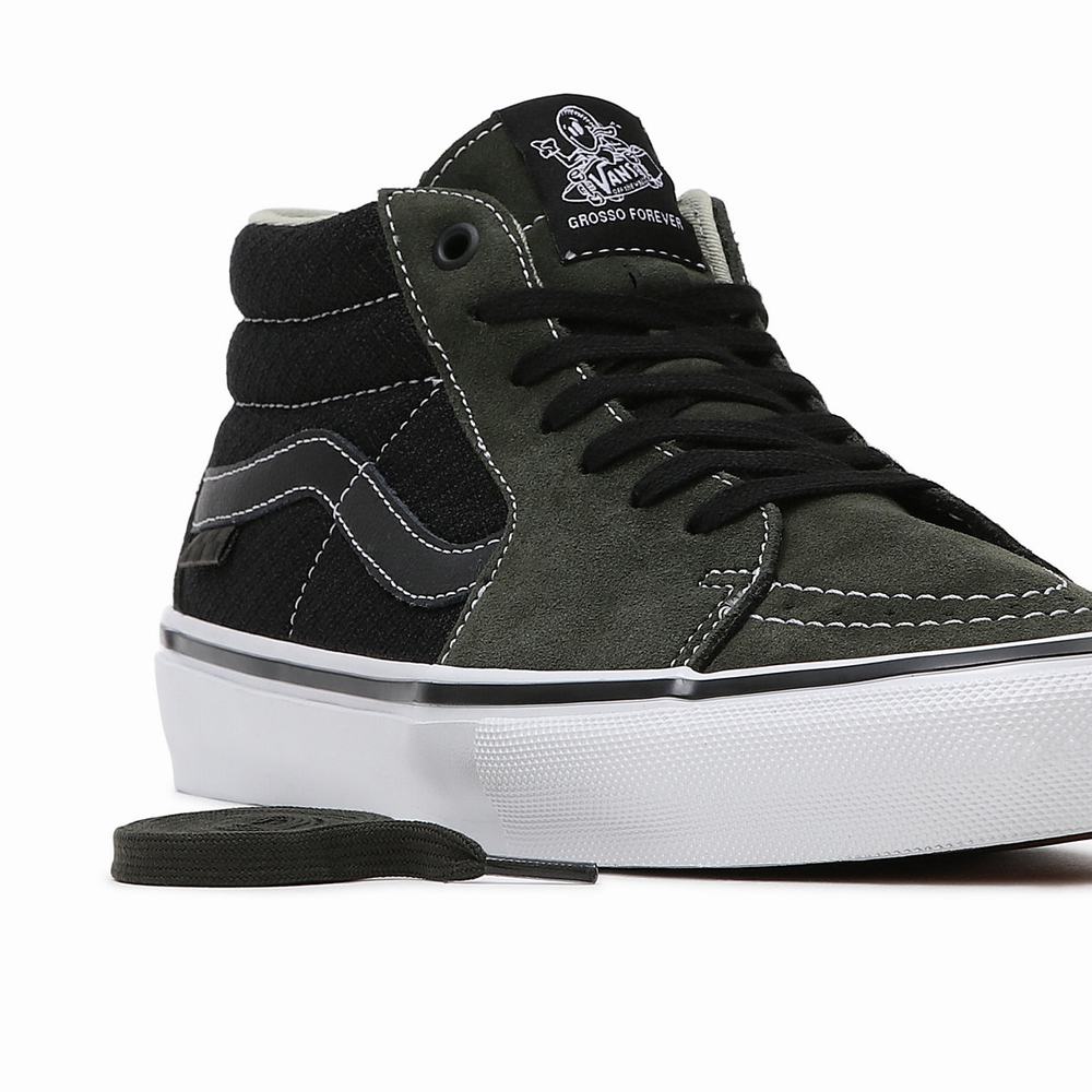 Men's Vans Grosso Mid Skate Shoes Green | USA08657