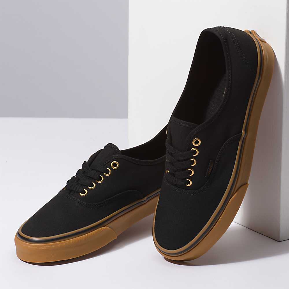 Men's Vans Gum Authentic Sneakers Black / Brown | USA15874