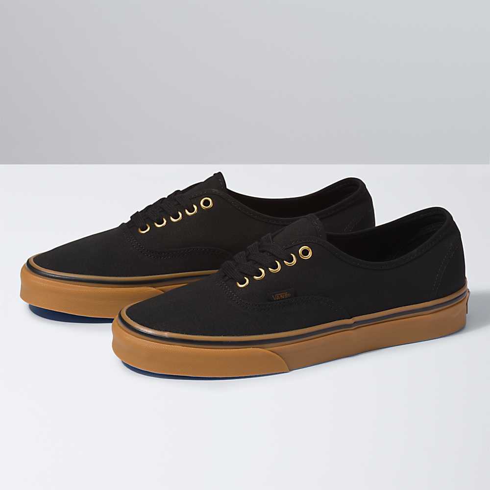 Men\'s Vans Gum Authentic Sneakers Black / Brown | USA15874