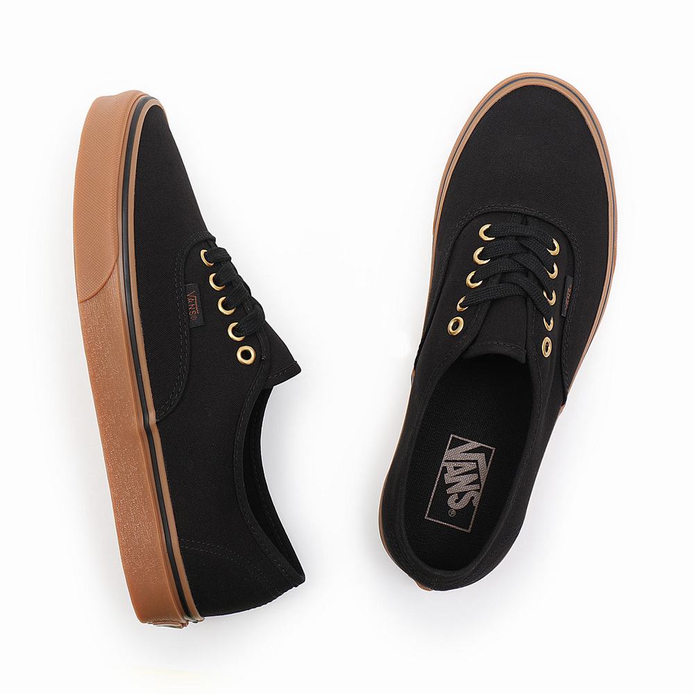 Men's Vans Gum Authentic Sneakers Black / Brown | USA19742