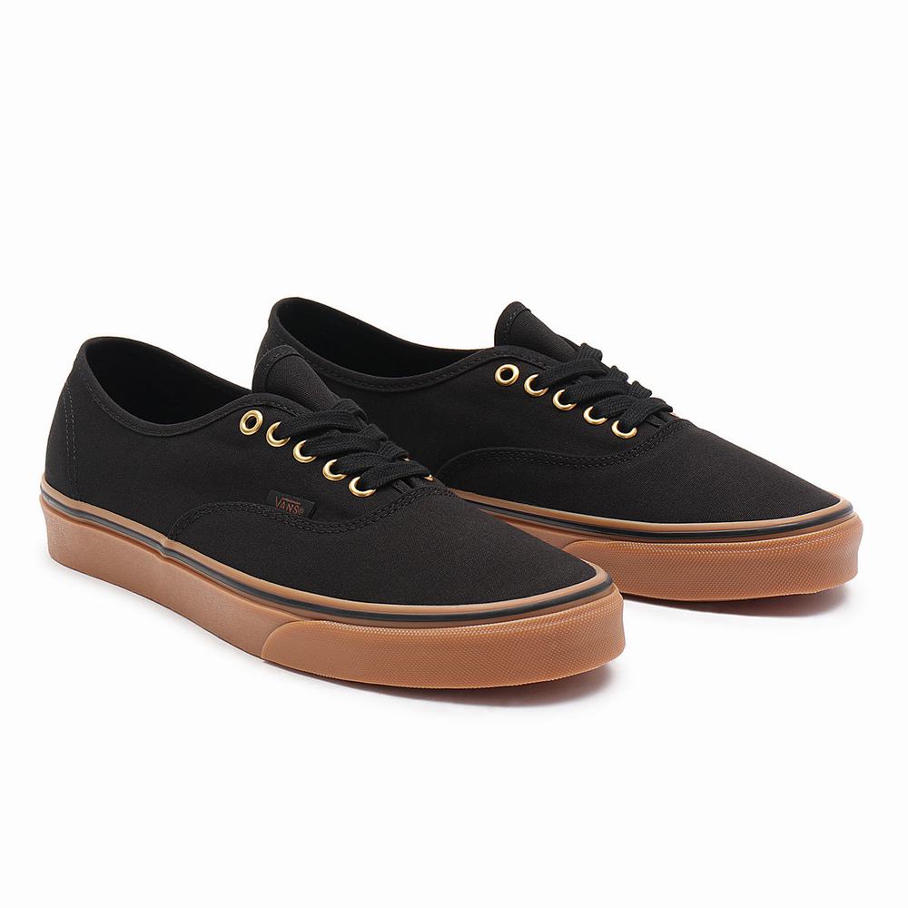 Men\'s Vans Gum Authentic Sneakers Black / Brown | USA19742