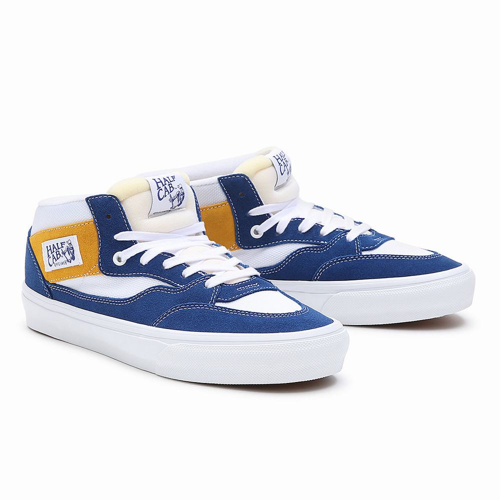 Men\'s Vans Half Cab \'92 Skate Shoes Blue / White | USA82094