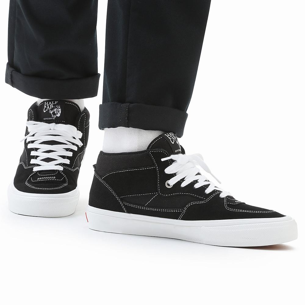 Men's Vans Half Cab Skate Shoes Black | USA12495