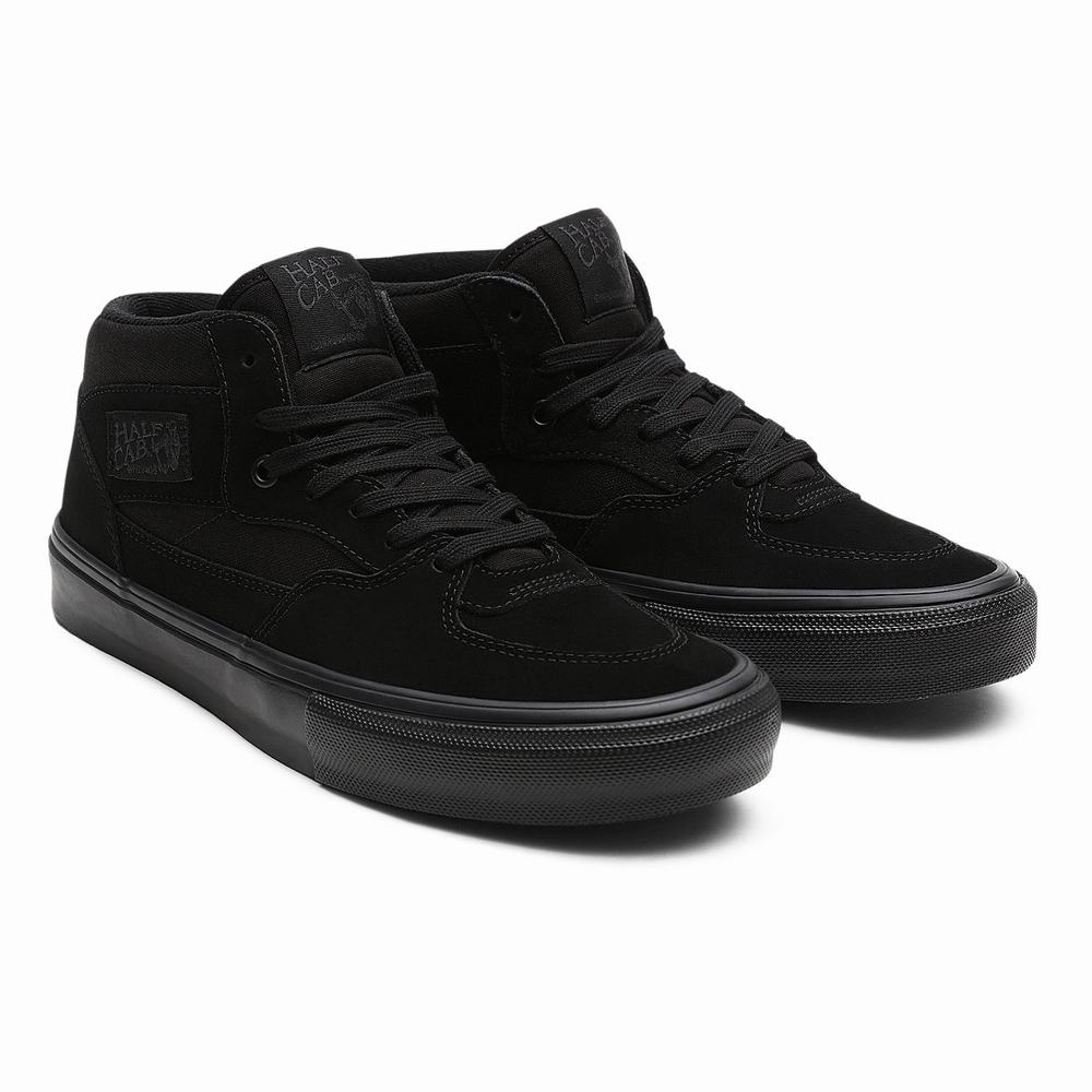 Men\'s Vans Half Cab Skate Shoes Black | USA73415