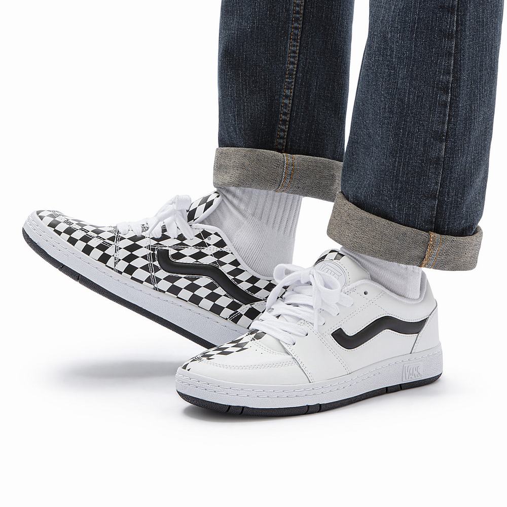 Men's Vans Half Checkerboard Fairlane Sneakers Black / White | USA49756