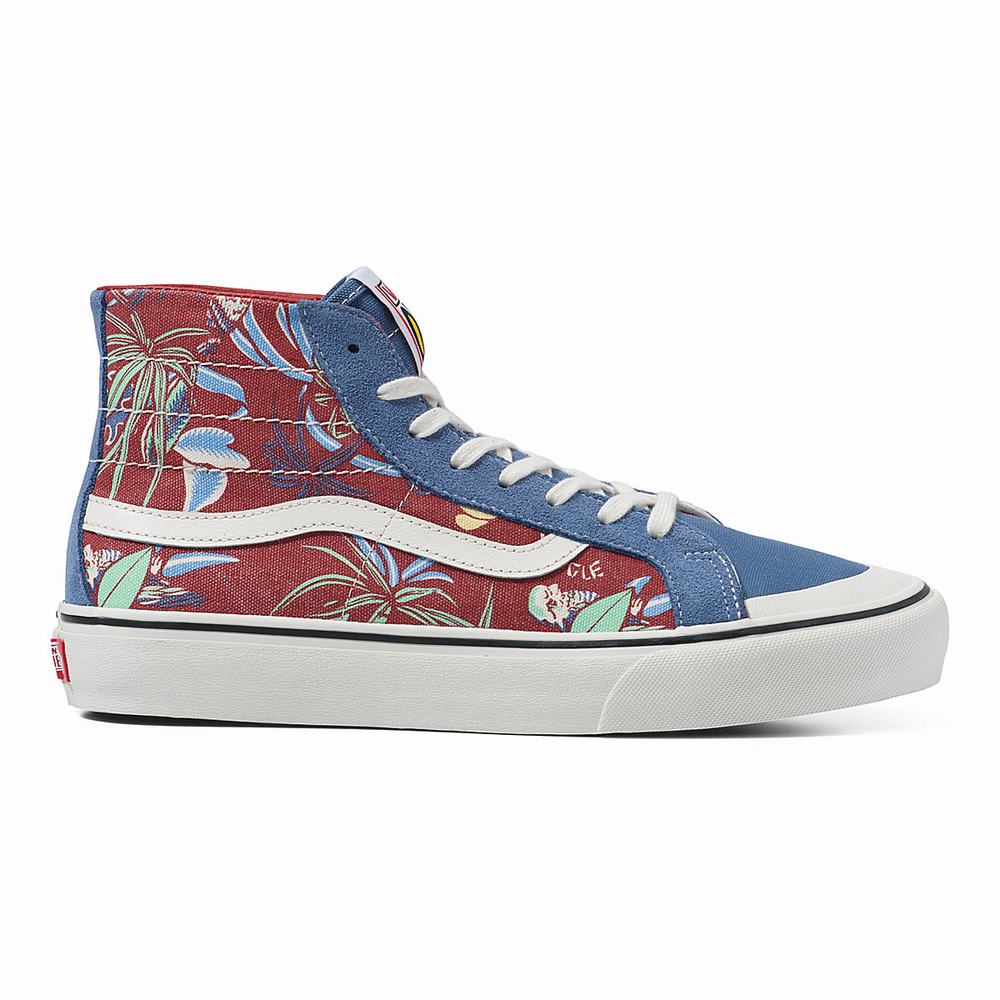 Men\'s Vans Hawaiian Jungle SK8-Hi 138 Decon SF Sneakers Blue / Beige | USA98714