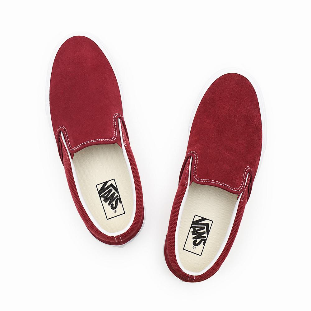 Men's Vans Heavy Textures Classic Slip On Shoes Red | USA91348