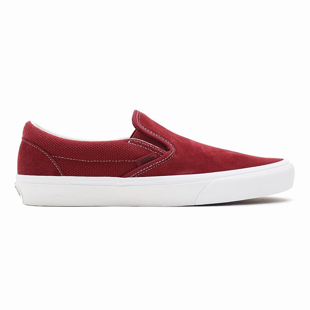 Men's Vans Heavy Textures Classic Slip On Shoes Red | USA91348