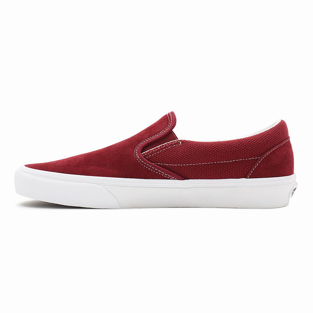 Men's Vans Heavy Textures Classic Slip On Shoes Red | USA91348