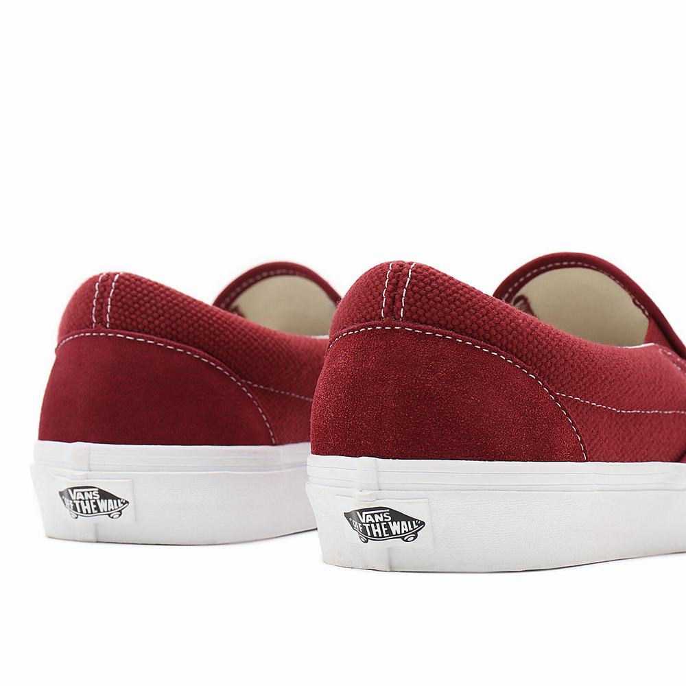 Men's Vans Heavy Textures Classic Slip On Shoes Red | USA91348