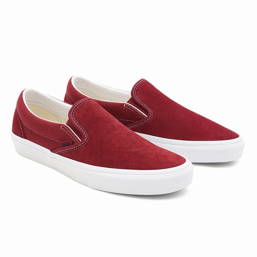 Men\'s Vans Heavy Textures Classic Slip On Shoes Red | USA91348