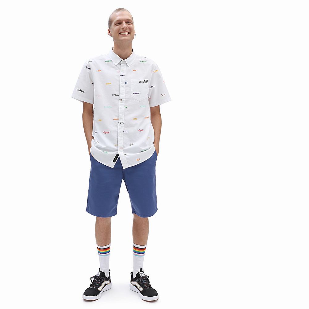 Men's Vans Houser Shirts Multicolor / White | USA58273