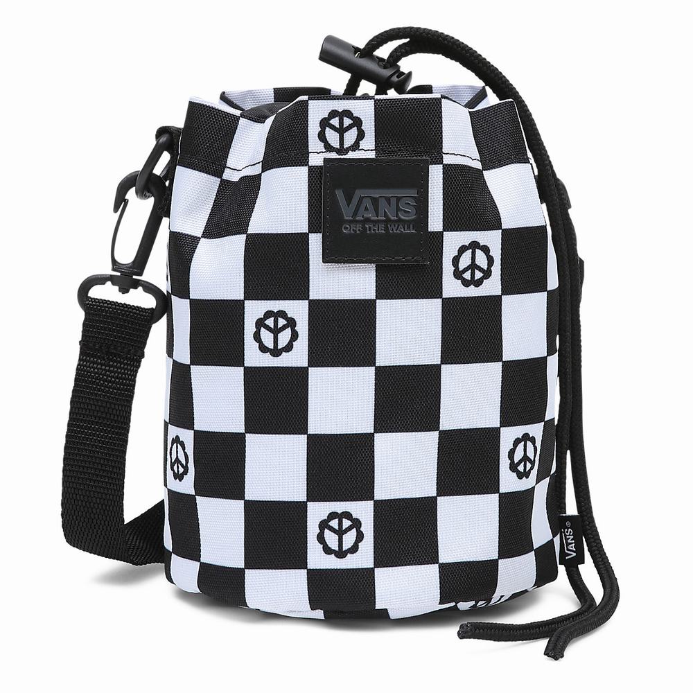 Men\'s Vans Hydro Crossbody Bags Black / White | USA83962