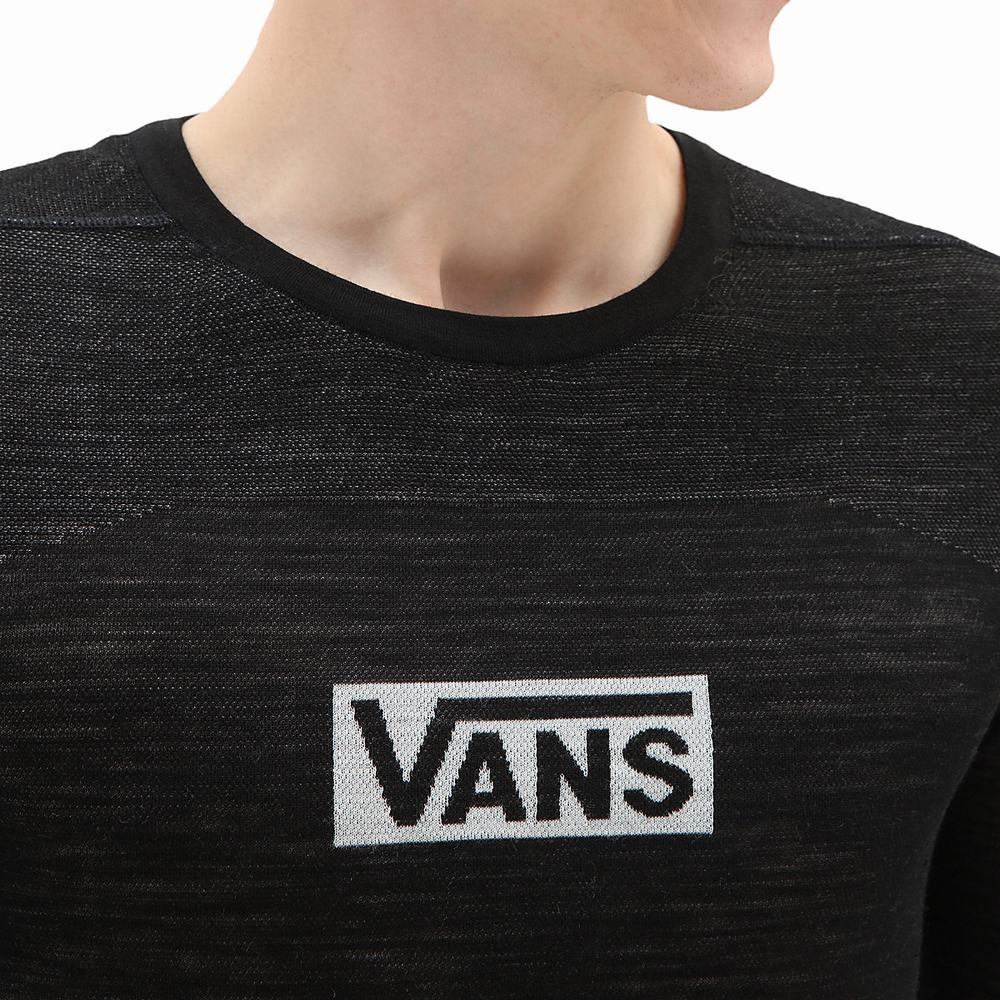 Men's Vans Intraknit Merino Base Layer Crew Sweatshirts Black | USA39521