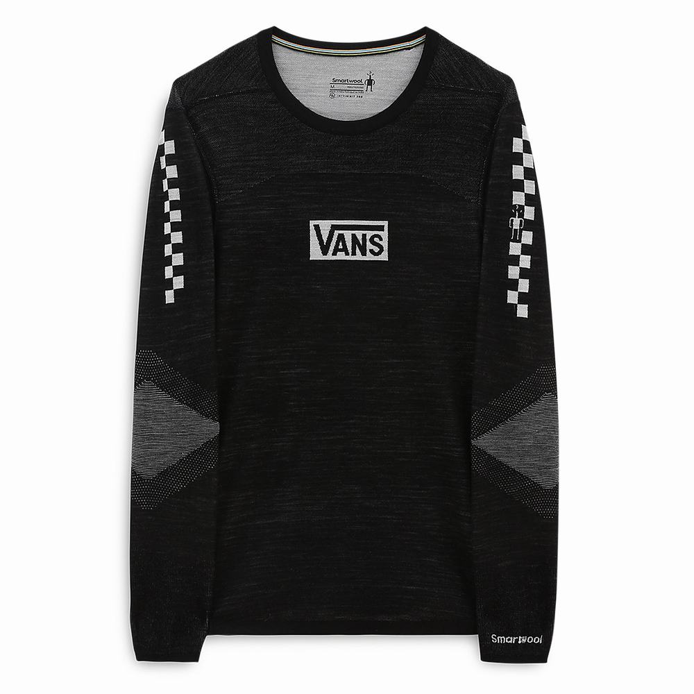 Men's Vans Intraknit Merino Base Layer Crew Sweatshirts Black | USA39521