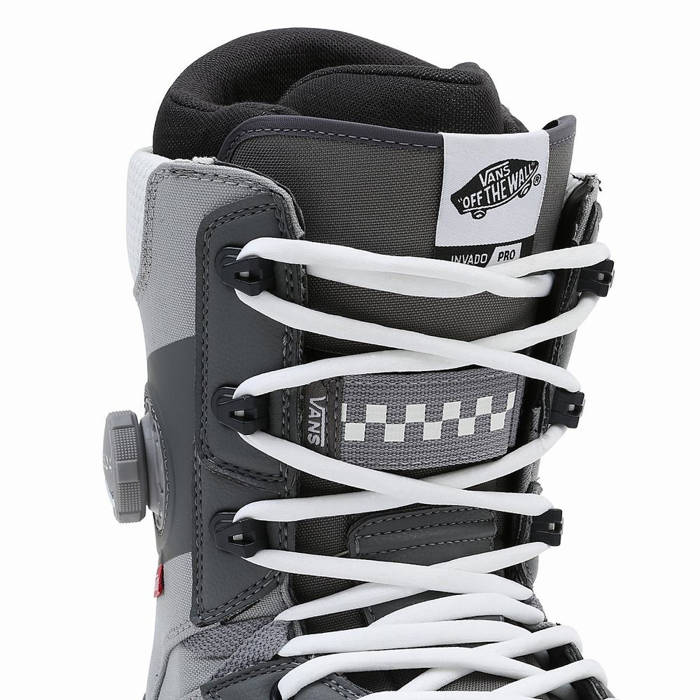 Men's Vans Invado Pro Snowboard Boots Grey / White | USA01632